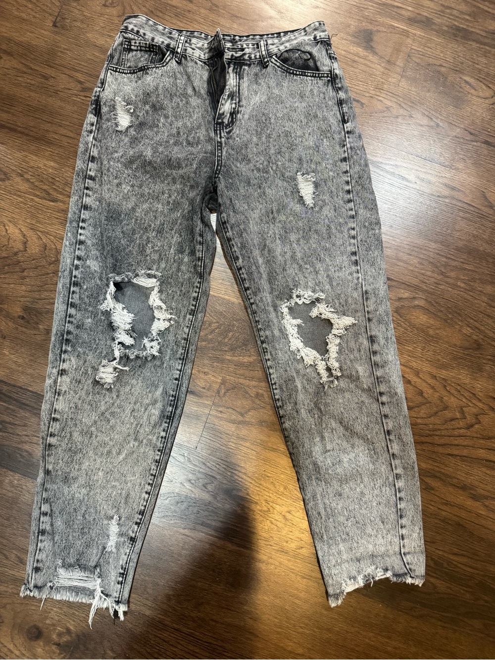 SHEIN Black & Grey Acid Wash Jeans